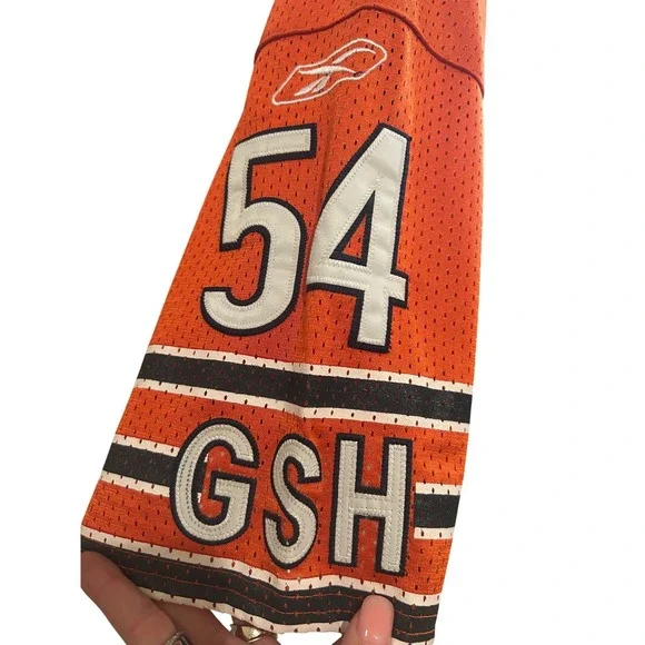 Reebok NFL Chicago Bears Brian Urlacher 54 Orange Stitched Jersey Mens Size 50 - Picture 6 of 8